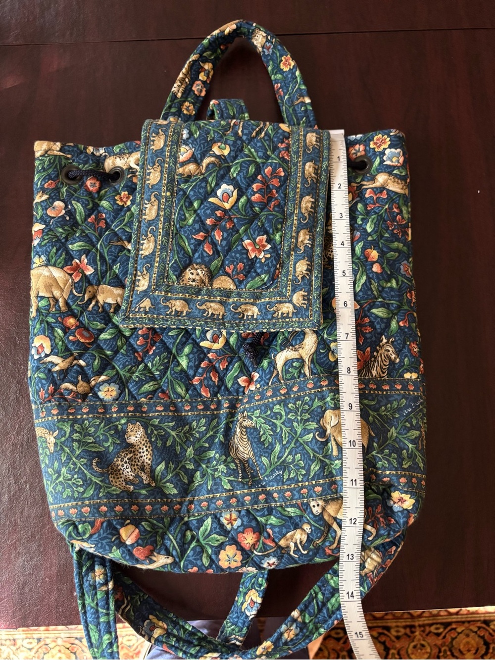 Vera Bradley Safari Floral Blue Backpack & Matching Card Case Set - Picture 6 of 12